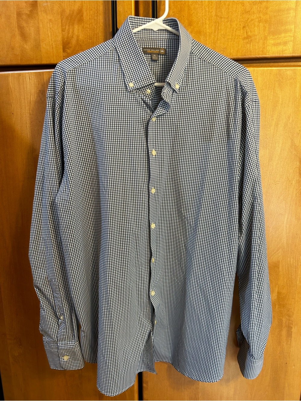 Men’s Peter Millar Summer Comfort XL Gingham button down with Baltusrol Crest